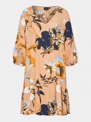 Zizzi Sukienka codzienna V00057I Beżowy Regular Fit. Brązowe sukienki damskie Zizzi, bez wzorów, z wiskozy, bez ramiączek. Za 109.99 zł.