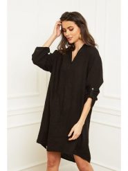 Fleur de Lin Lniana sukienka "Basta" w kolorze czarnym rozmiar: XXL. Czarne sukienki damskie Fleur de Lin, bez wzorów, ze lnu, bez ramiączek. Za 141.19 zł.