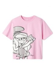 NAME IT T-Shirt Fleur Smurfs 13241788 Różowy Regular Fit. Czerwone koszulki i t-shirty dziewczęce Name it, bez wzorów, z bawełny, bez kołnierzyka, bez ramiączek. Za 69.99 zł.