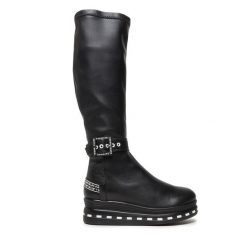 Kozaki Maciejka. Czarne kozaki damskie Maciejka, bez obcasa, na koturnie, bez zapięcia. Za 489.99 zł.