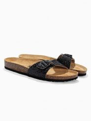 Sunbay Klapki "Jasmin" rozmiar: 37. Czarne klapki damskie Sunbay, bez wzorów, z otwartym noskiem, bez obcasa, bez zapięcia. Za 130.05 zł.