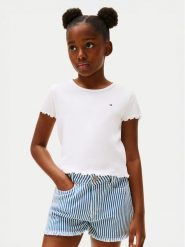 Tommy Hilfiger T-Shirt Essential KG0KG08590 Biały Regular Fit. Białe koszulki i t-shirty dziewczęce Tommy Hilfiger, bez wzorów, z bawełny, bez kołnierzyka, bez ramiączek. Za 79.99 zł.