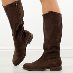 Brązowe ażurowe kozaki damskie S.Barski 8022. Brązowe kozaki damskie S.BARSKI, na jesień, z zamszu, bez obcasa, na obcasie, bez zapięcia. Za 269.00 zł.