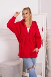 Narzutka ocieplana wiązana w pasie czerwona. Czerwone swetry klasyczne damskie KESI, l, z bawełny, bez kołnierzyka, plus size. Za 258.24 zł.