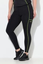 Damskie Legginsy sportowe neonowe szwy kieszenie z recyklingu. Czarne legginsy damskie Ulla Popken, plus size, bez wzorów, z dżerseju. Za 239.99 zł.