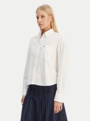 Tommy Jeans Koszula DW0DW22766 Écru Regular Fit. Koszule damskie Tommy Jeans, xl, bez wzorów, z bawełny, bez kołnierzyka, bez ramiączek. Za 369.99 zł.
