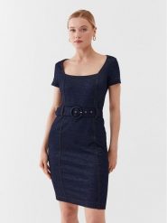 Guess Sukienka codzienna W3YK70 KBU70 Granatowy Bodycon Fit. Niebieskie sukienki damskie Guess, z aplikacjami, z syntetyku, bez ramiączek. Za 429.99 zł.