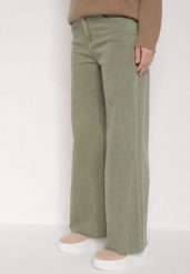 Ciemnobeżowe Bawełniane Szerokie Jeansy z Wysokim Stanem Mhyrlia. Brązowe jeansy damskie Born2be, bez wzorów, z bawełny. Za 99.99 zł.