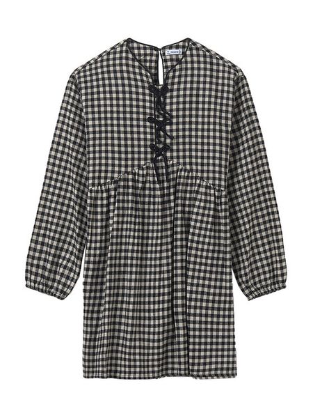 Mayoral Sukienka codzienna 7916 Czarny Regular Fit. Czarne sukienki dziewczęce Mayoral, bez wzorów, z bawełny, bez ramiączek, proste. Za 139.99 zł.