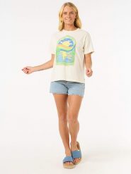 Rip Curl Koszulka "Sun & Sea" w kolorze beżowym rozmiar: M. Brązowe bluzki damskie Rip Curl, m, bez wzorów, z bawełny, bez kołnierzyka, bez ramiączek. Za 78.84 zł.