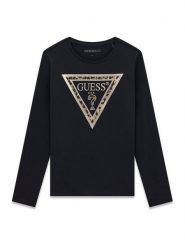 Guess Bluzka J6BI02 K5771 Czarny Regular Fit. Czarne bluzki i koszule dziewczęce Guess, z aplikacjami, z bawełny, bez kołnierzyka, bez ramiączek. Za 94.99 zł.