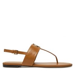 Sandały Tory Burch. Brązowe sandały damskie Tory Burch, bez wzorów, bez obcasa, na płaskiej podeszwie, bez zapięcia. Za 849.99 zł.