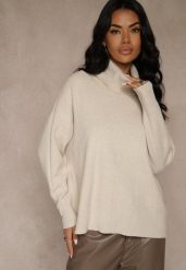 Beżowy Casualowy Golf Tusara. Brązowe golfy damskie Renee, s, bez wzorów, z jeansu, bez ramiączek. Za 79.99 zł.