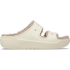 Klapki Crocs Classic Cozzzy Sandal. Brązowe klapki damskie Crocs, bez wzorów, bez obcasa, bez zapięcia. Za 219.99 zł.