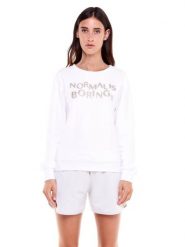 Bluza damska w kolorze złotym i srebrnym. Białe bluzy damskie LEONE 1947 APPAREL, l, bez wzorów, z bawełny, z kapturem. Za 105.21 zł.