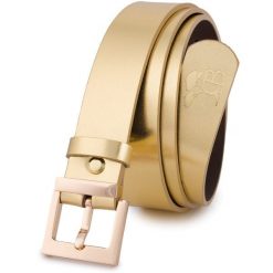 Pasek skórzany BELTIMORE r.100-115 cm D74 złoty. Żółte paski damskie bez wzorów. Za 54.90 zł.