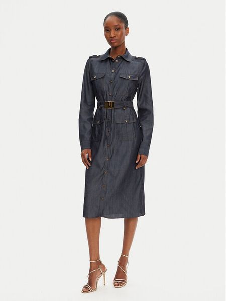 Marciano Guess Sukienka codzienna 5GGK05 7295A Granatowy Regular Fit. Niebieskie sukienki damskie Marciano Guess, z aplikacjami, z lyocellu, bez ramiączek. Za 649.99 zł.