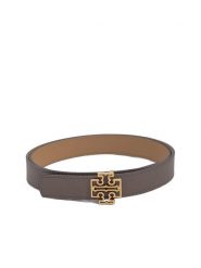 Tory Burch Dwustronny skórzany pasek w kolorze szaro-jasnobrązowym rozmiar: 95. Brązowe paski damskie Tory Burch, bez wzorów, z materiału. Za 766.90 zł.