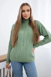 Sweter z półgolfem ciemny miętowy. Zielone golfy damskie KESI, na jesień, l, z wełny, bez kołnierzyka, plus size. Za 150.97 zł.