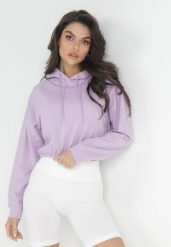 Fioletowa Bluza Chlororeia. Fioletowe bluzy damskie Born2be, l, bez wzorów, z dzianiny, z kapturem. Za 34.99 zł.
