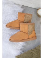 ISLAND BOOT Botki zimowe "Tenny" w kolorze jasnobrązowym rozmiar: 37. Brązowe botki damskie Island Boot, na zimę, z materiału, bez obcasa, bez zapięcia. Za 144.58 zł.