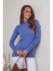 Soft Cashmere Sweter w kolorze niebieskim rozmiar: 38/40. Niebieskie swetry klasyczne damskie Soft Cashmere, z kaszmiru, bez kołnierzyka. Za 97.74 zł.