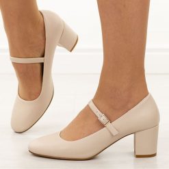 Cieliste czółenka damskie na słupku Sergio Leone Pb176. Czółenka damskie Sergio Leone, bez wzorów, ze skóry, z okrągłym noskiem, bez obcasa, na obcasie. Za 159.00 zł.