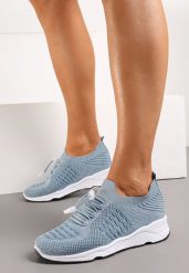 Jasnoniebieskie Buty Sportowe Ściągane Gumką Ozdobione Metaliczną Nicią Rianelle. Niebieskie obuwie sportowe casual damskie Renee, na fitness i siłownię. Za 49.99 zł.