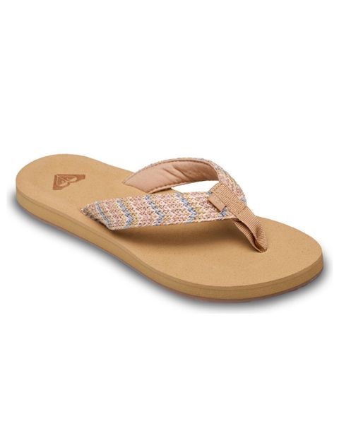 Sandały dla Kobiety PORTO RAFFIA Niebieski. Niebieskie sandały damskie Roxy, bez wzorów, z dżerseju, bez obcasa, bez zapięcia. Za 129.99 zł.