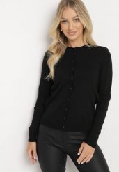 Czarny Kardigan Zapinany na Guziki ze Ściągaczem Omeana. Czarne kardigany damskie Born2be, m, bez wzorów, z jeansu. Za 89.99 zł.