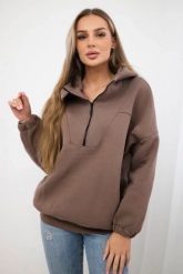 Bluza z kapturem mocca. Bluzy damskie KESI, l, bez wzorów, z bawełny, z kapturem. Za 218.51 zł.