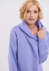 Bluza oversize B-VENA. Fioletowe bluzy damskie Volcano, m, z aplikacjami, z bawełny, z kapturem. Za 159.99 zł.