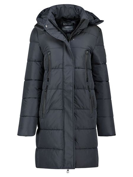 Geographical Norway Płaszcz zimowy "Claudine" w kolorze granatowym rozmiar: S. Niebieskie płaszcze damskie Geographical Norway, na zimę, s, bez wzorów, z puchu, bez kaptura. Za 292.89 zł.