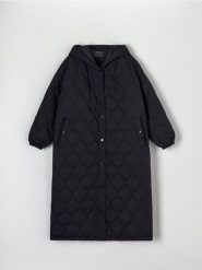 Płaszcz oversize - czarny. Czarne płaszcze damskie Sinsay, l, bez wzorów, z kapturem. Za 159.99 zł.