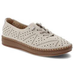 Półbuty damskie Vinceza, cholewka ze skóry naturalnej z perforacją zapewniającą przewiewność lekka podeszwa, beżowe, 79606. Brązowe półbuty damskie VINCEZA, na lato, w ażurowe wzory, ze skóry, bez obcasa, na płaskiej podeszwie, bez zapięcia. Za 144.90 zł.