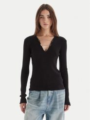 Patrizia Pepe Sweter 2K0331/K7S0-K103 Czarny Regular Fit. Czarne swetry klasyczne damskie Patrizia Pepe, s, z wiskozy, bez kołnierzyka. Za 869.99 zł.