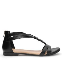 Sandały Lasocki. Czarne sandały damskie Lasocki, bez wzorów, bez obcasa, na płaskiej podeszwie, bez zapięcia. Za 159.99 zł.