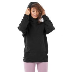 Bluza fitness damska Black Square-W. Czarne bluzy damskie SIROKO, na zimę, l, bez wzorów, z bawełny, z kapturem. W wyprzedaży za 109.95 zł.