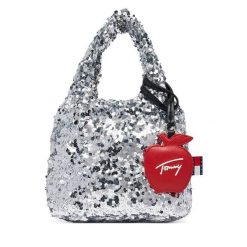 Torebka Tommy Jeans. Szare shopper bag Tommy Jeans, bez wzorów, z jeansu, bez dodatków. Za 489.99 zł.
