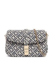 Tommy Hilfiger Torebka Th Heritage Chain Cross Jacquard AW0AW19320 Granatowy. Niebieskie torebki wieczorowe damskie Tommy Hilfiger, bez wzorów, z materiału, bez dodatków. Za 569.99 zł.