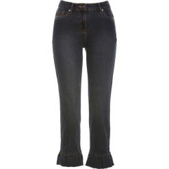 Dżinsy ze stretchem 7/8 z falbanami bonprix szary denim. Szare jeansy damskie bonprix. Za 59.99 zł.