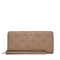 Portfel Guess. Brązowe portfele damskie Guess, z aplikacjami. Za 199.99 zł.