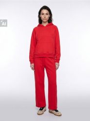 Bluza hoodie oversize z bawełną - czerwony. Czerwone bluzy damskie Sinsay, l, bez wzorów, z bawełny, bez kaptura. Za 49.99 zł.