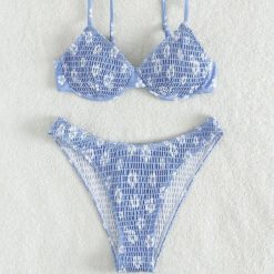 Bikini push-up plażowe z delikatnymi ramiączkami Salwa. Niebieskie bikini Intica, bez wzorów, z materiału. Za 129.00 zł.