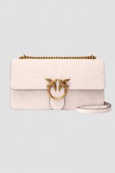 PINKO Biała listonoszka damska Love One Classic DC Cocco Nabuccato. Białe listonoszki damskie Pinko, bez wzorów, z tłoczeniem, bez dodatków. W wyprzedaży za 1,379.99 zł.