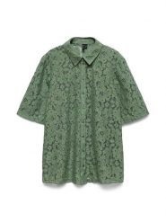 Vero Moda Bluzka w kolorze zielonym rozmiar: S. Zielone bluzki damskie Vero Moda, s, bez wzorów, z koronki, bez kołnierzyka, bez ramiączek. Za 79.03 zł.