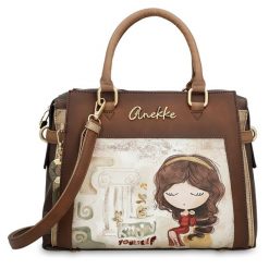 Brązowa Duża Damska Torebka Anekke. Brązowe torebki klasyczne damskie Anekke, duże, zdobione, bez dodatków. Za 449.00 zł.