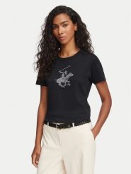 Beverly Hills Polo Club T-Shirt L1608-HR Czarny Regular Fit. Czarne t-shirty damskie Beverly Hills Polo Club, l, bez wzorów, z bawełny, bez kołnierzyka. Za 169.99 zł.