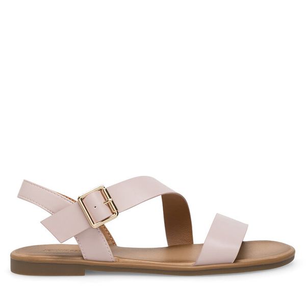 Sandały JENNY. Czerwone sandały damskie Jenny, bez wzorów, bez obcasa, na płaskiej podeszwie, bez zapięcia. Za 79.99 zł.