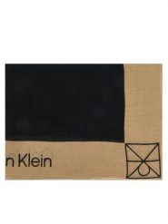 Calvin Klein Szal LV04F9021G Czarny. Czarne szaliki damskie Calvin Klein, bez wzorów, ze lnu. Za 329.99 zł.